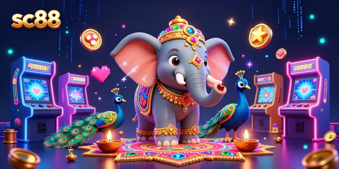 Spin on vibrant sc88 gaming with a Diwali-themed scene featuring colorful characters and casino elements.
