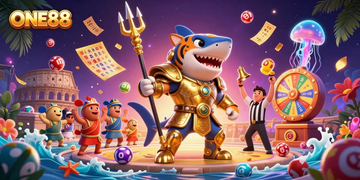 Experience thrilling excitement with ONE88's dynamic casino scene featuring vibrant elements.