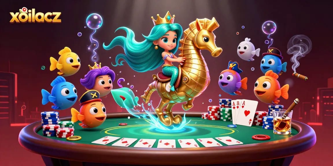 Experience thrilling gameplay with xoilacz at a vibrant underwater casino scene featuring a mermaid and poker elements.
