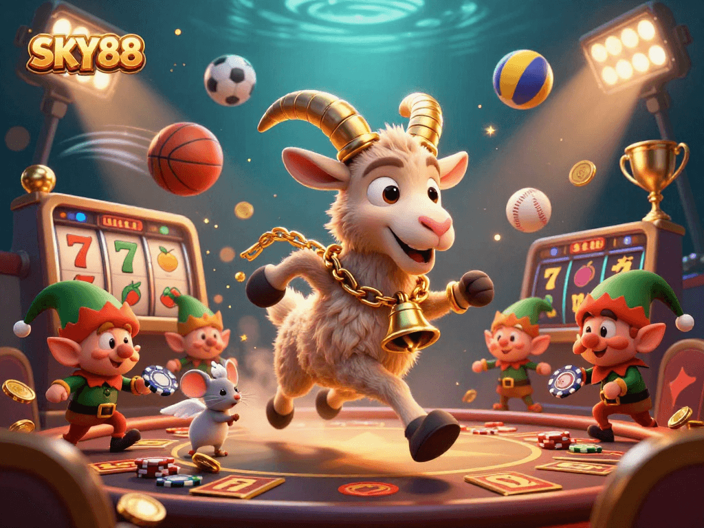 Experience thrilling gameplay at SKY88 with vibrant characters and dynamic casino elements.