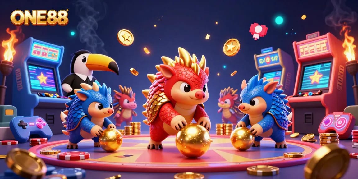 Engage with ONE88 as rival pangolins compete in an adventurous casino setting.
