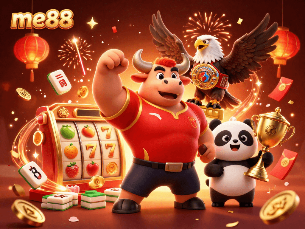 Experience thrilling wins at me88 with vibrant casino characters and dynamic gaming elements.