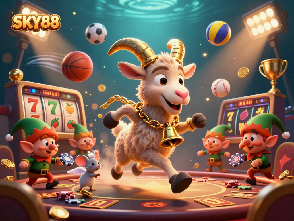Experience thrilling gameplay at SKY88 with vibrant characters and dynamic casino elements.