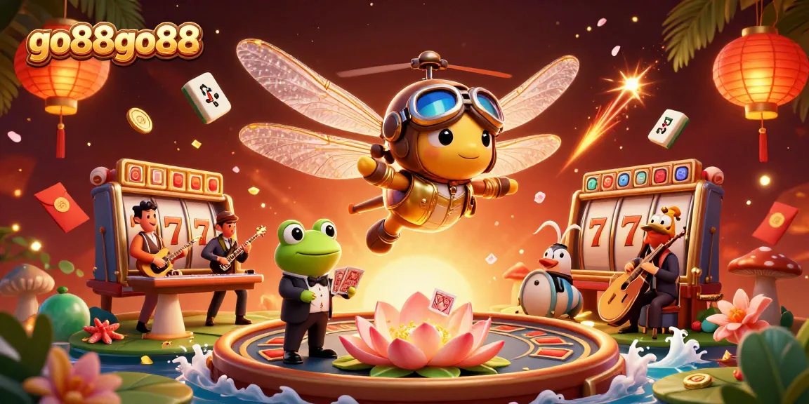Win big at go88go88 with vibrant casino excitement featuring a frog croupier and dynamic slot reels!