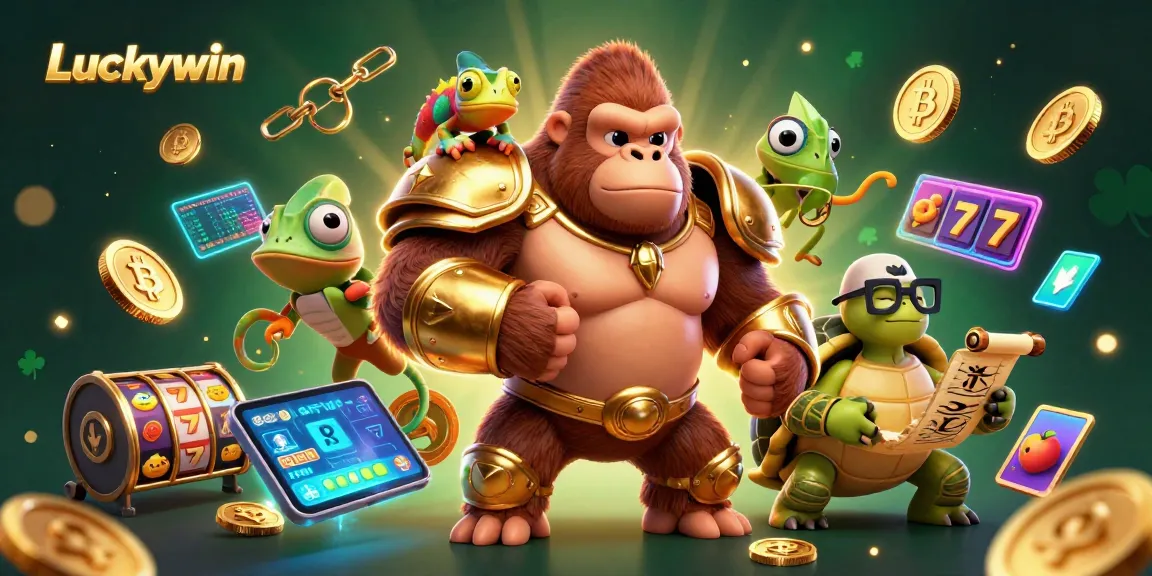 Experience epic wins at Luckywin with vibrant 3D characters in an exciting casino scene.