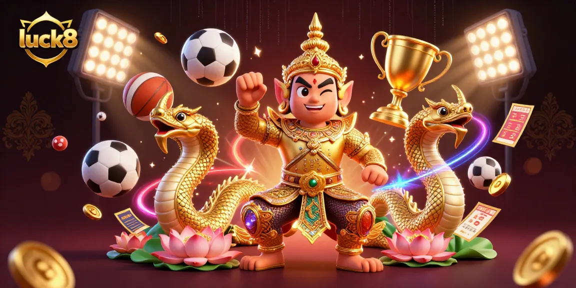 Engage in the thrill of luck8 betting with vibrant sports elements and dynamic guardians enhancing the casino experience.
