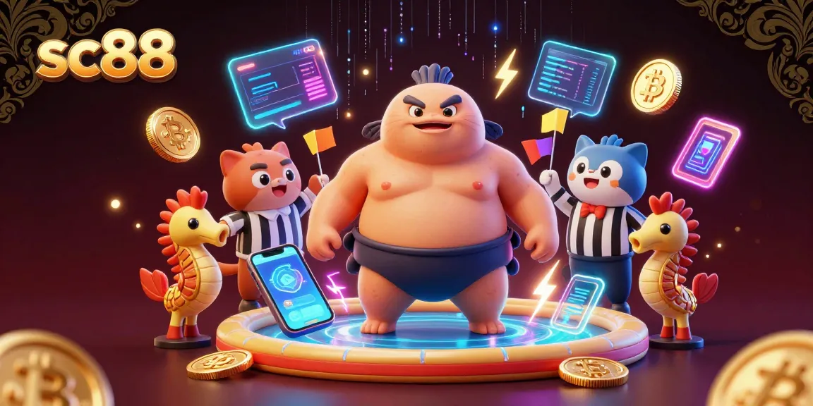 Engage with the thrilling underwater world of sc88 as the fugu and wise catfish referee host a vibrant crypto casino gaming match.