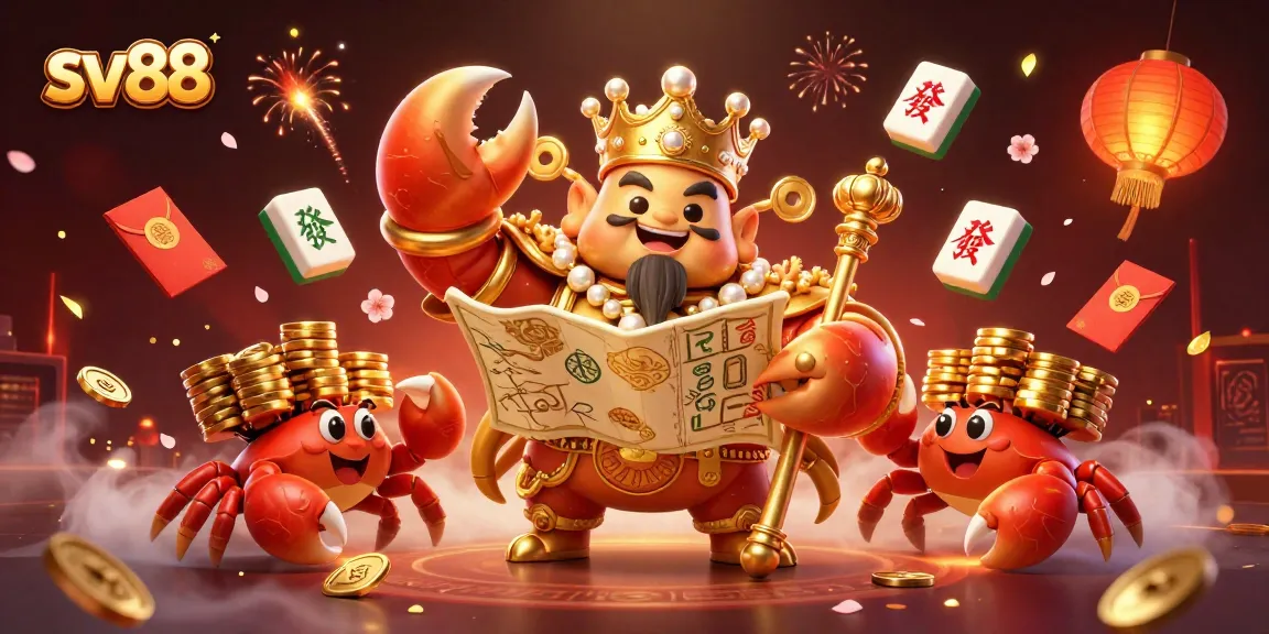 Experience sv88 with an intricate 3D illustration of a golden crab emperor, embodying the excitement of Asian online casino betting.
