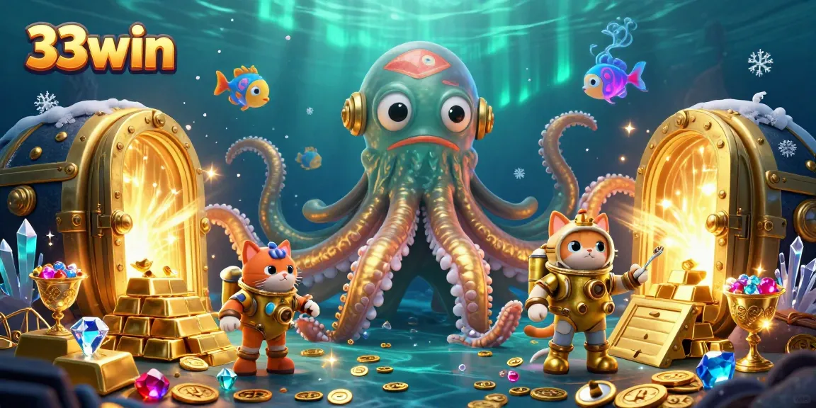 Experience thrilling wins at 33win with a vibrant underwater adventure featuring golden treasures and playful characters.