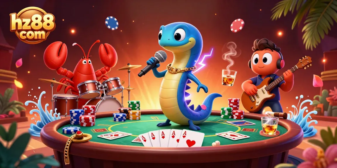 Experience the excitement of hz88 com in this vibrant underwater casino scene with electrifying characters.